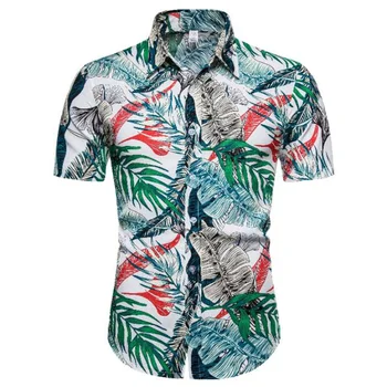 

Printed Men Printed Casual Slim Fit Hip Hop Shirt Hawaiian Short Sleeve Hawaii Shirt New Button Shirt Men