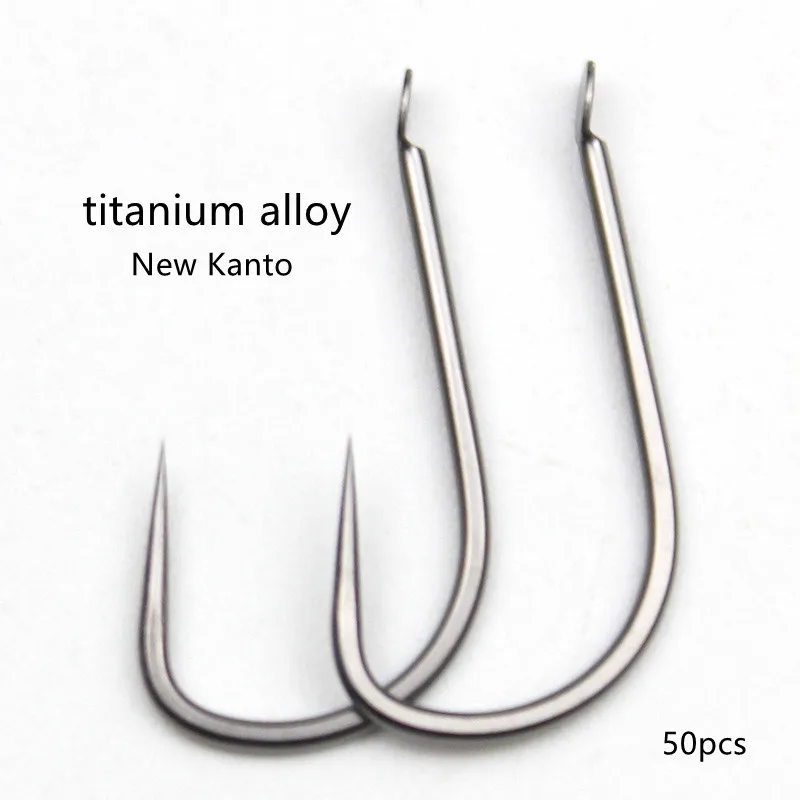 50pcs Titanium alloy new Kanto hook without barbs competitive black pit