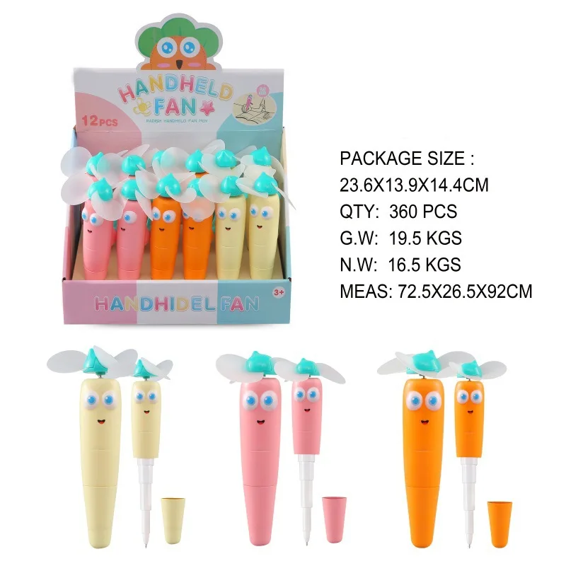 

Radish Hand-cranking Fan Pen Hand Pressure Fan Palm Portable Hand Children Hand-cranking Manual Toy Small Fan