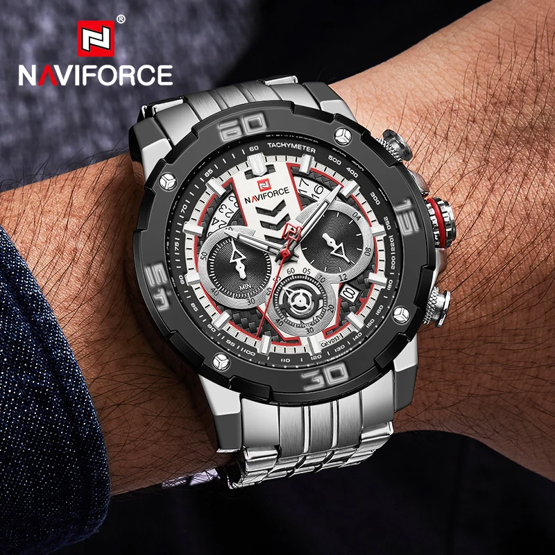 Часы наручные NAVIFORCE Мужские кварцевые с хронографом спортивные Роскошные