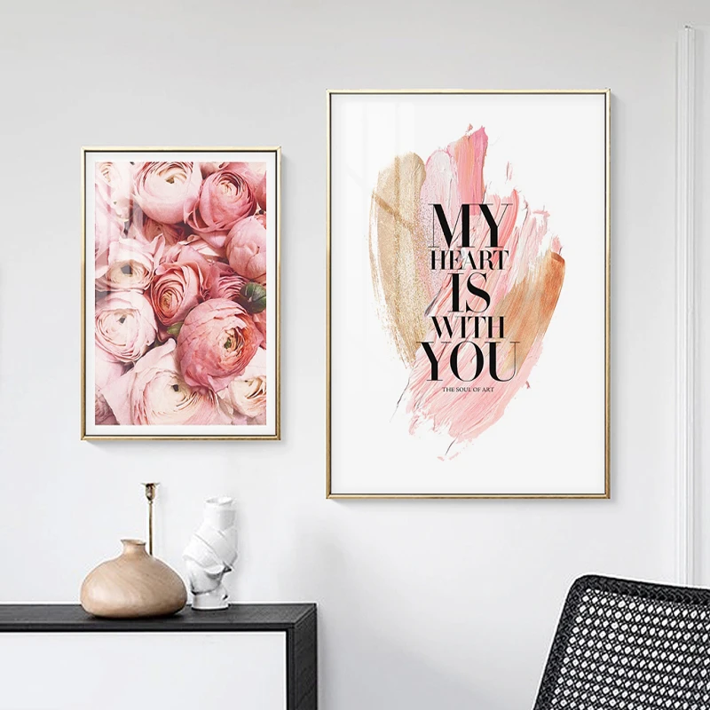 

Canvas Poster Print Pink Rose Decoration Painter Flower Nordic Botanical Floral Scandinavian Picture Modern Home Decor 2-11