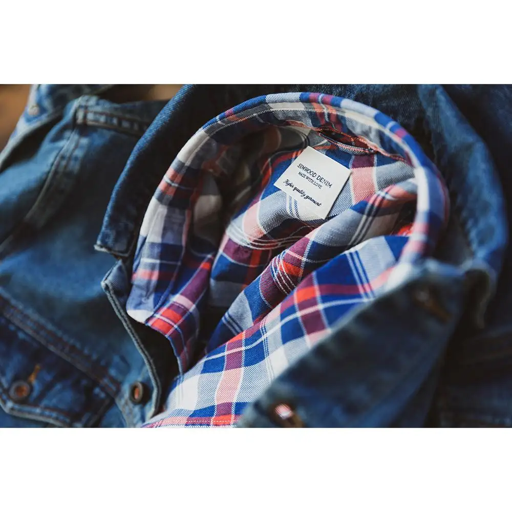 Musim Semi Baru Antik Denim Kotak-kotak 