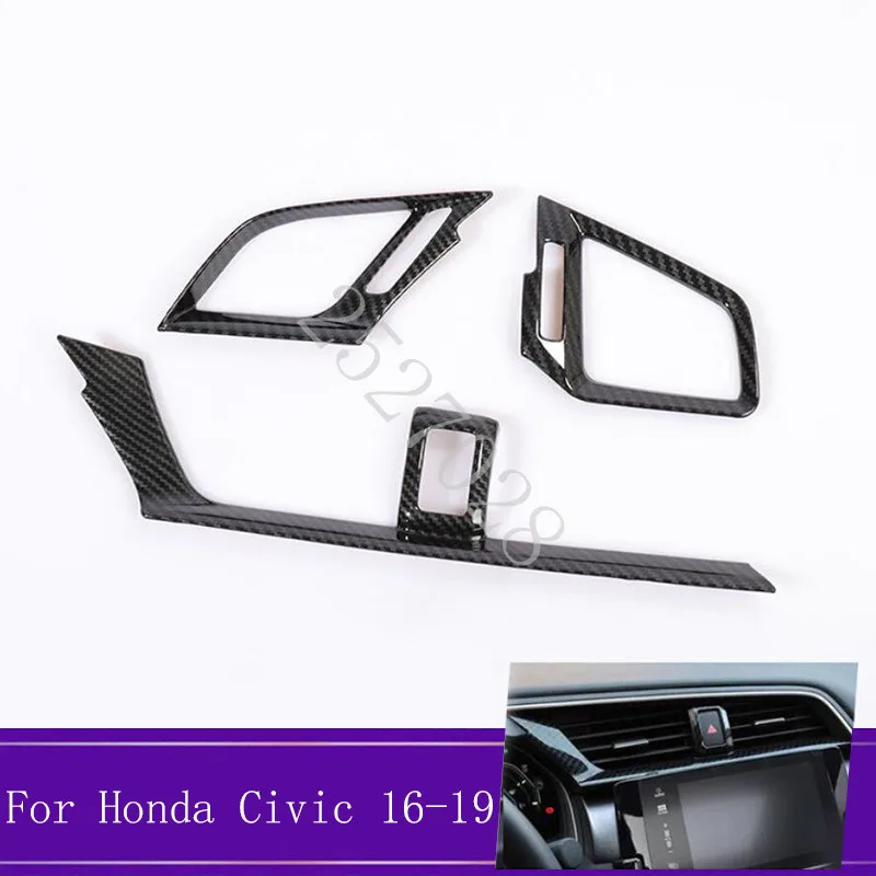 Для Honda Civic 10th ABS углеродного волокна интерьер автомобиля на приборной панели, устанавливаемое на вентиляционное отверстие в салоне автомобиля крышка отделка рамки противотуманных фар автомобиля внутренний аксессуар