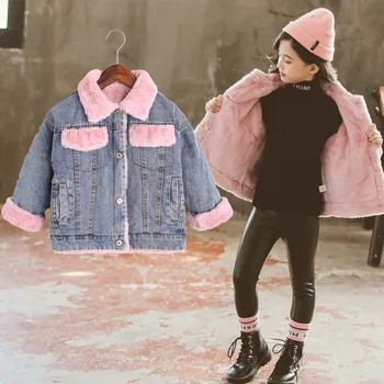 

Girls Denim Jacket Coat Autumn Winter Plus Cashmere Thicken Warm Jeans Boys Coat Kids Jacket Girls Outerwear 4 6 8 9 10 12 Years