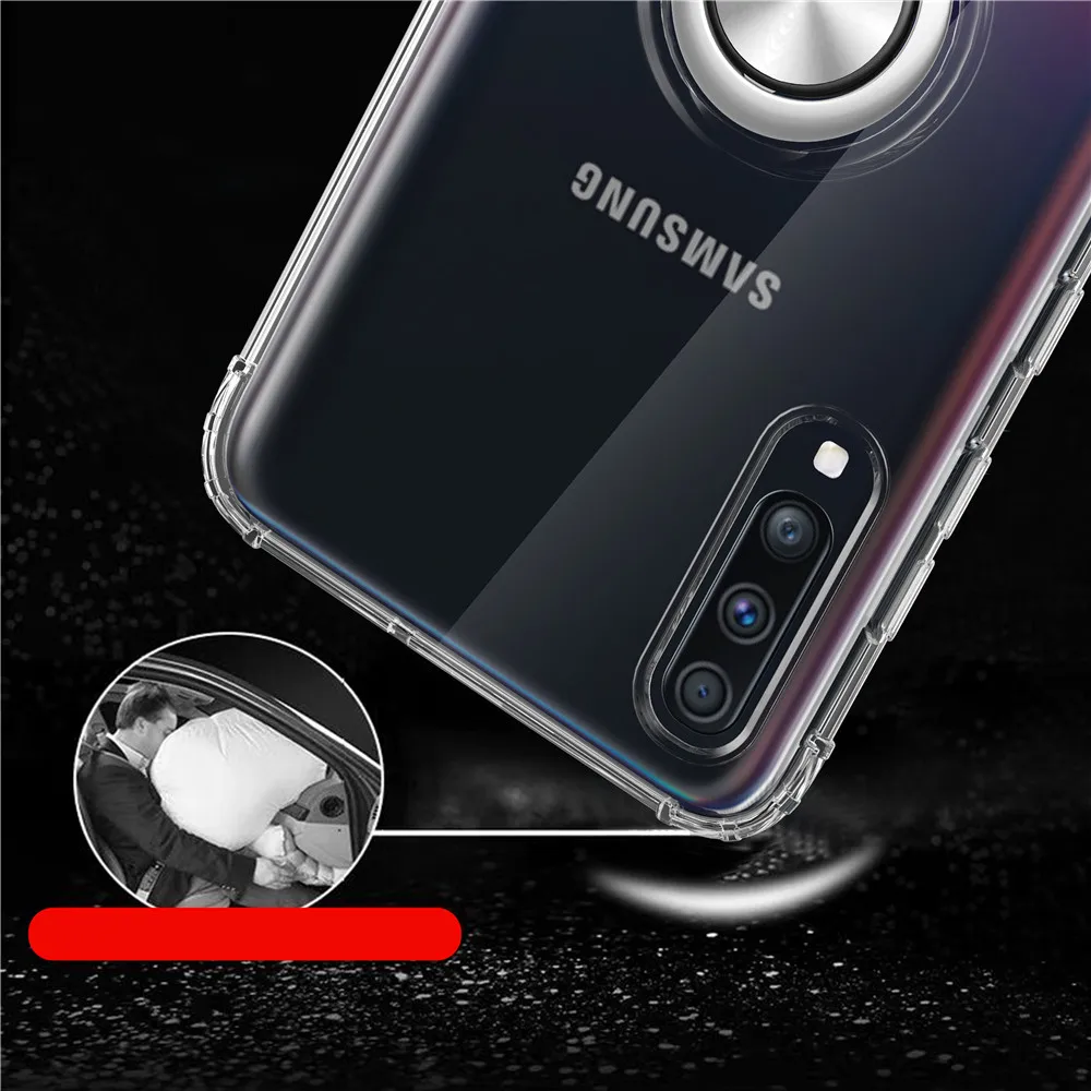 Кольцевой магнитный держатель прозрачный чехол для телефона samsung Galaxy S10 Plus Lite S10E Note 10 Pro A50 прозрачный мягкий силиконовый чехол из ТПУ