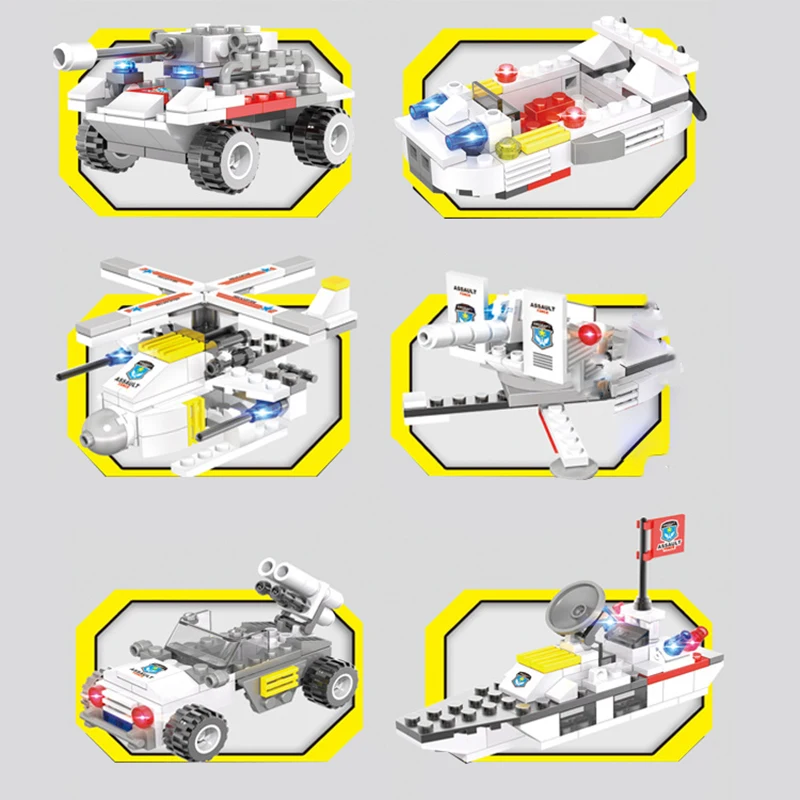 714PCS Naval Battleship Boat Building Blocks Set Vehicles Bricks Robot Aircraft Car Truck Education