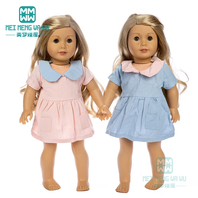 

Clothes for doll fit 45cm American doll accessories Fashion blue pink doll dress, home suit