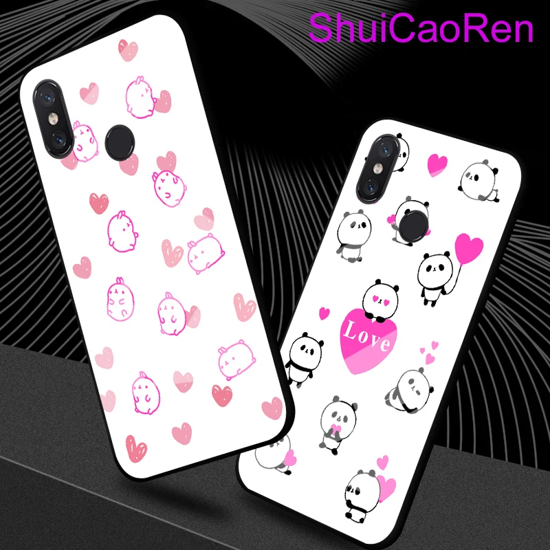 

Ultraviolet Light Discolor Phone Case For Xiaomi Mi Max 2 Max2 Tempered Glass Cute Panda Case For Xiaomi Mi Max 3 Cover