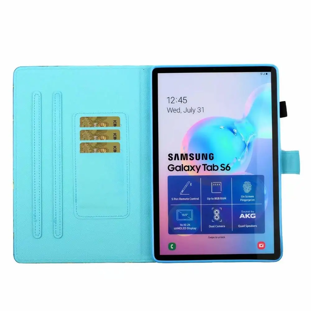 Детский кожаный чехол для планшета с мультипликационным принтом для samsung Galaxy Tab S6 T860 T865, 10,5 дюймов, магнит, смарт-чехол с подставкой, чехол+ ручка