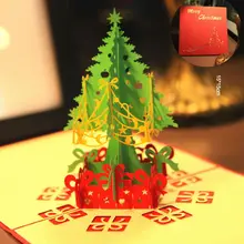 Merry Christmas Tree Винтаж 3D лазерная резка всплывающая бумага ручной работы на заказ поздравительные открытки Рождественские подарки сувенирные открытки