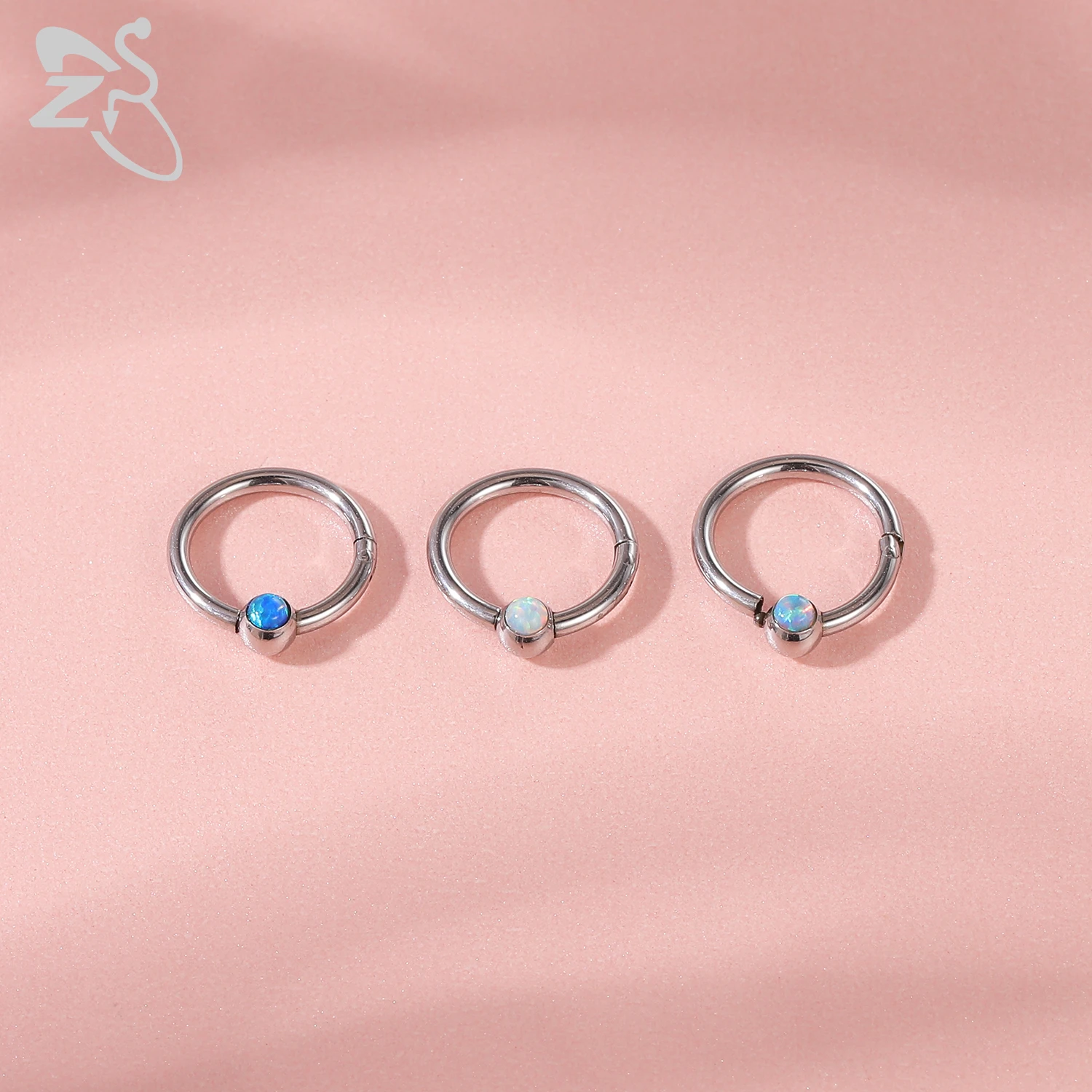 Piercing Jewelry 1 PC 316L Stainless Steel Nose Ring Moon Round Septum Clicker CZ Crystal Ear Tragus Cartilage Helix Lip Piercing Jewelry 8MM