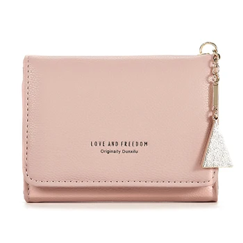 

Brief Women Wallets Personlity Triangle Pendant PU Leather Candy Color Trifold Coin Purse Built-in Love Shape Ladies Card Holder