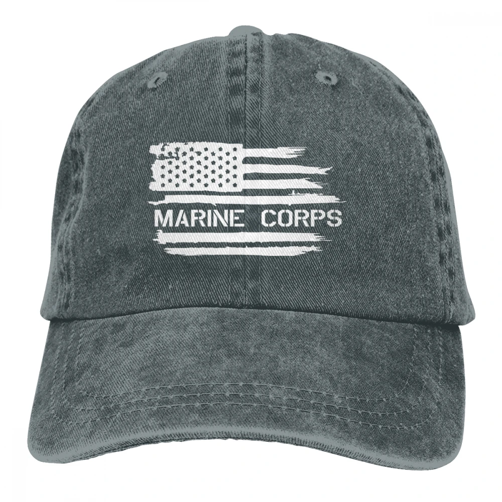 Американский флаг морская пехота USMC Casquette черный унисекс Мужские Женские джинсовые бейсболка с ремешком кепки Регулируемый Гольф папа шляпа