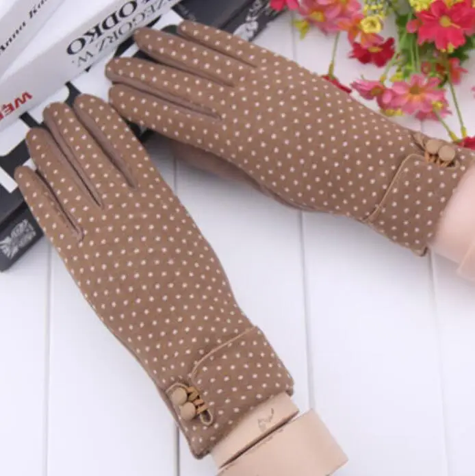 New 2 buckle Khaki YRRETY, женские кашемировые перчатки для улицы, Осень-зима, женские теплые перевернутые рукавицы, хлопковые перчатки на запястье, однотонные женские шерстяные перчатки - Цвет: New 2 buckle Khaki