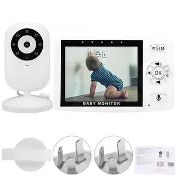 

3.5in Wireless Baby Monitor Night Vision 2-way Audio Intercom Temperature Sensor 100-240V