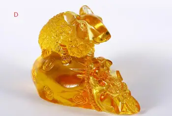 

Glass Crafts Mouse Decoration Zodiac Rat Cute Lucky Feng Shui New Year Gift