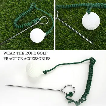 

Trainning Balls Rope Golf Rope Ball Outdoor Sport Trainging Aids Metal Green Swing Practice Stick Portable Golf Ball Rope