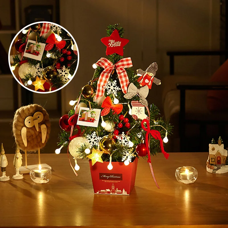Рождественская елка комбо 50 см маленький настольный мини декоративную рождественскую елку Подарочная коробка для украшения