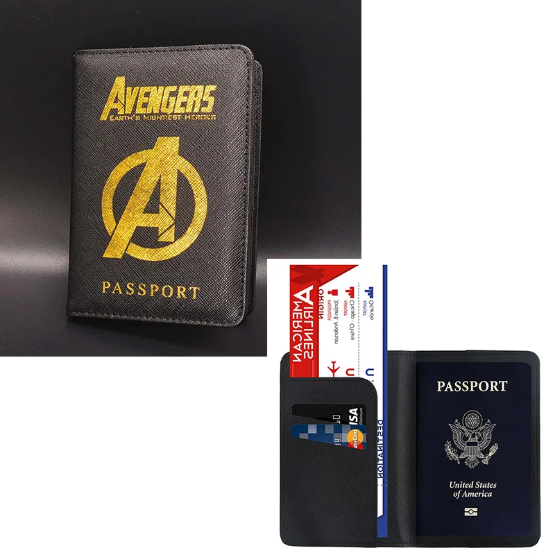 AVENGERS Wakanda Держатель для паспорта Rfid Блокировка из искусственной кожи Asgard чехол для паспорта дорожный кошелек черные чехлы для паспорта - Цвет: AVENGERS