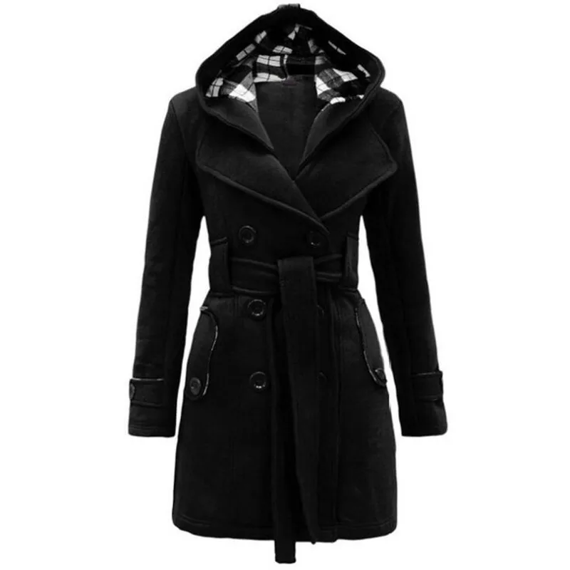 Модные женские тонкие тренчи Женская шляпа воротник Peacoat зимнее шерстяное пальто куртки верхняя одежда двубортные элегантные пальто Y1086