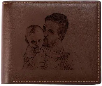 

Personalized Photo Wallets for Men Custom Engraved Leather Wallet for Husband Dad Son Boyfriend Gift