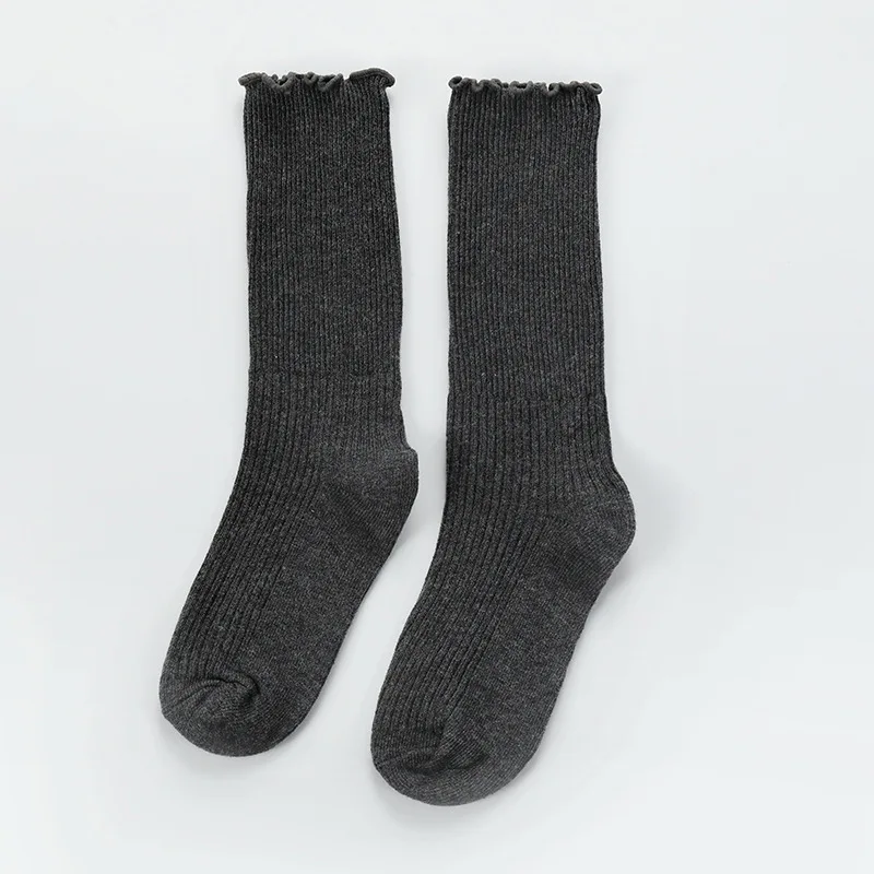 Deep Gray 2 Однотонные детские гольфы детские хлопковые красивые теплые носки ярких цветов Детская одежда для мальчиков и девочек от 0 до 10 лет - Цвет: Deep Gray 2