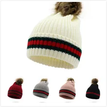 Модные зимние теплые женские вязаные плюшевые шапочки с помпонами, женские разноцветные толстые шерстяные шапочки, шапки в стиле хип-хоп