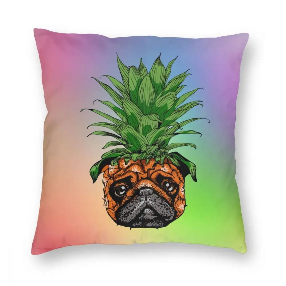 

Pineapple Pug Pattern Throw Pillow Covers Square Pillows Case Decorative Bedroom Livingroom Sofa with Zipper