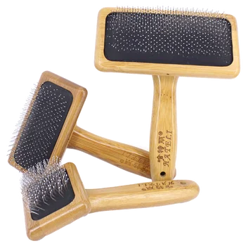 

Wood Dog Knot Out Pet Grooming Comb Teddy Hair Removal Brush Needle Comb Cat Pet Cleaning Dog Hair Brush Grooming Tools AA50SZ