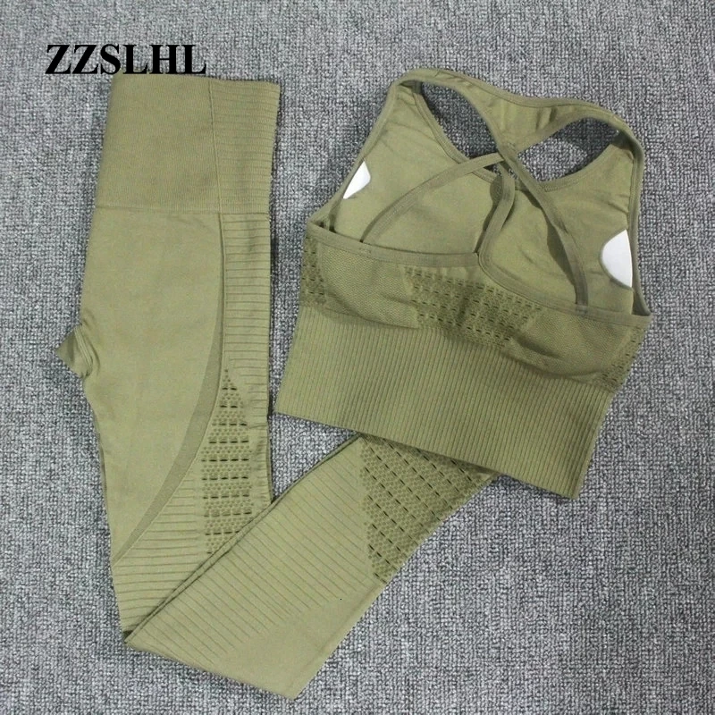 2PCS Energy Seamless Yoga Set Brackless Strappy Sports Bra Women High Waist Leggings Push Up Sport Suit Fitness Workout | Спорт и