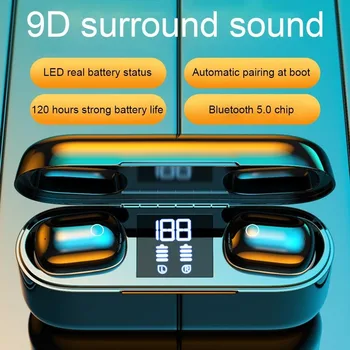 

Wireless 5.0 Bluetooth Headset LED Number Display Mini Sports Earbuds with Black Technology Charging Warehouse