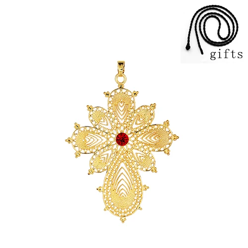 Ethlyn золотистого цвета, Эфиопский подвеска с большим крестом ожерелья для женщин/мужчин повседневное использование носить аксессуары P55 - Окраска металла: only pendant