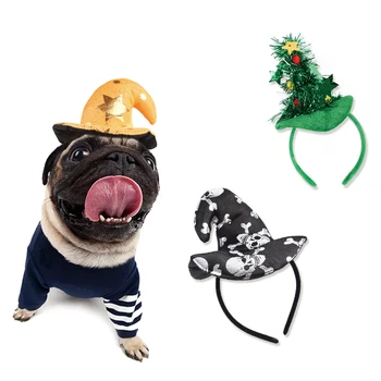 

Pet Cosplay Clothing Pet Halloween Decoration Costume For Small Dog Cat Headband Pet Cap Hat Fancy Party Dress