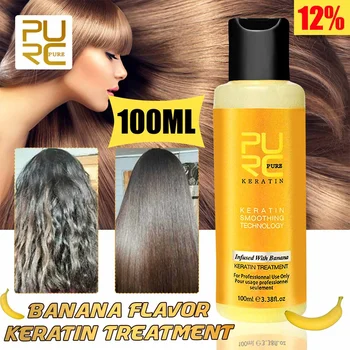 

PURC 12% Banana Flavor Keratin Treatment Straightening Hair Repair Damage Frizzy Dry Hair Reduces Hair Volume Care 100ml