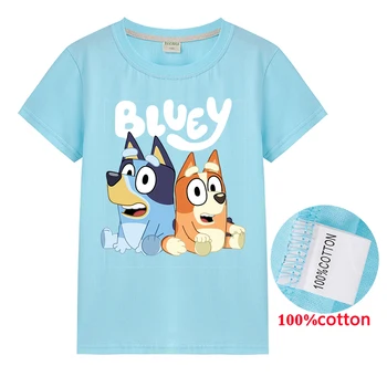 

Bingo Bluey Fashion Summer Children Clothing T-shirts Baby Cotton T Shirt Boys Clothes Kids Costume Girls Short Sleeved Teenager