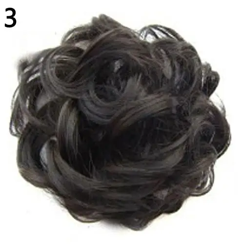 Синтетические гибкие волосы булочки кудрявые резинки шиньон эластичные грязные волнистые резинки для наращивания конского хвоста для женщин - Цвет: 3