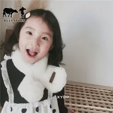 Осенне-зимний теплый детский шарф, имитация кроличьей шерсти, милый кроличья шея, зимний шарф для 2 лет