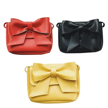 

1PCS Cute Children Handbag Girls Bags Fashion Baby PU Leather Shoulder Bags Candy Coin Purse Wallet Toddler Bowknot Bags(Black)