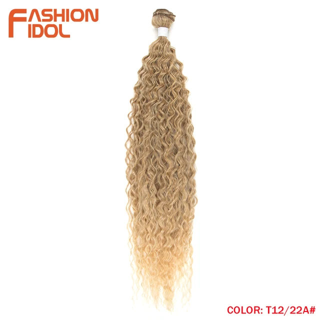 FASHION IDOL Loose Deep Wave Hair Bundles Extensions Ombre Hair Bundles 28-32Inch 120g Super Long Hair Synthetic Curly Wave Hair T12-22A