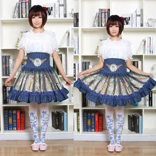 Милые Юбки принцессы в стиле Лолиты; Японская оригинальная плиссированная юбка принцессы в стиле ретро с завышенной талией и милым живым кружевом; GZWY007