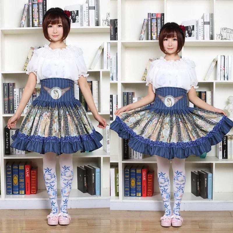 Prinses Zoete Lolita Rokken Japanse Originele Retro Prinses Geplooide Rok Met Hoge Taille En Leuke Lively Kant GZWY007 Prinses Zoete Lolita Rokken Japanse Originele Retro Prinses Geplooide Rok Met Hoge Taille En Leuke Lively Kant GZWY007