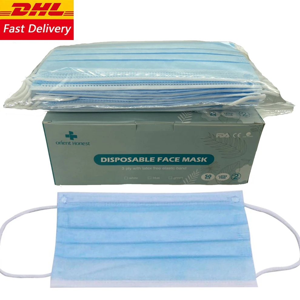 

Anti-virus Mask Fast Delivery Medical Mask 50 Pcs 3Ply Face Mouth Mask Breathable Masque 99% Surgical Mask Safty DHL