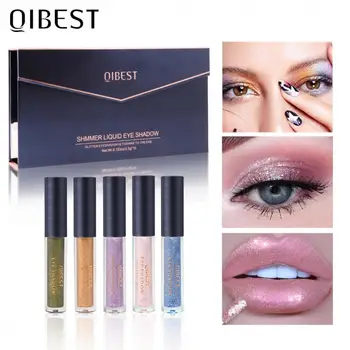 

QIBEST 10 Colour Pearl Eyeshadow Metallic Diamond Pearlescent Colorful Eyeshadow Box Watery Glittering Eye Makeup TSLM1