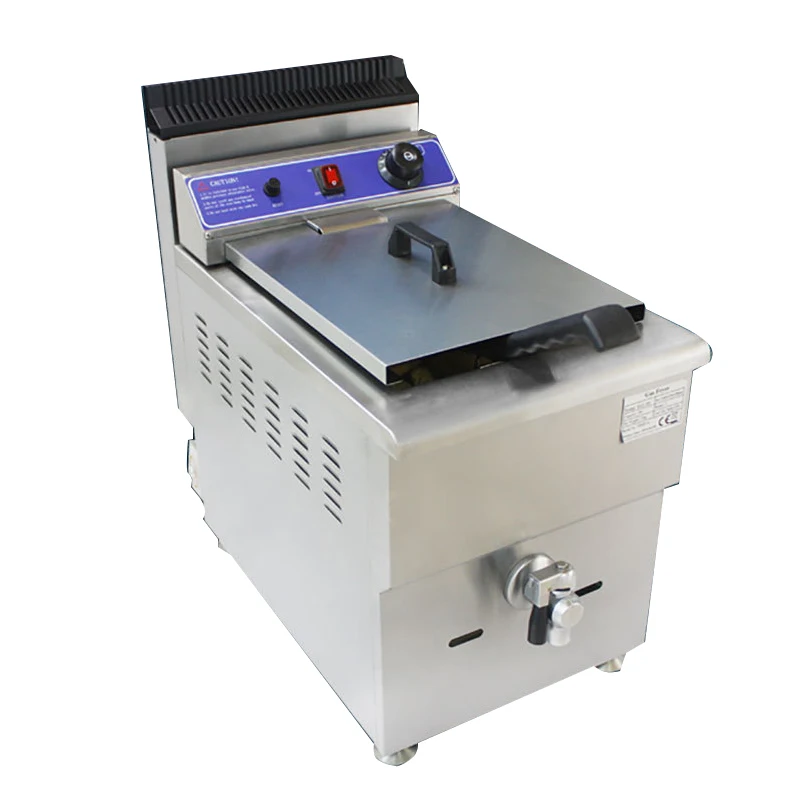 

18L Single Cylinder French Fries Fryer Desktop LPG Fryer with Oil Valve Fried Chicken Equipment GF-181V Gas Fryer