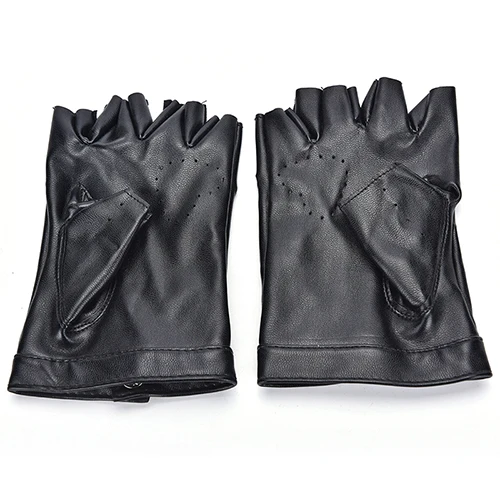 Женские перчатки из искусственной кожи с сердечками, с полупальцами, в стиле хип-хоп, черные сексуальные перчатки без пальцев с вырезами, для девочек, для выступлений, танцевальные перчатки, 1 пара
