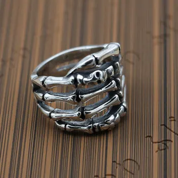 

New Rock Style Skeleton Ring 925 Sterling Silver Jewelry Cool Thai Silver Ring Men Index Finger
