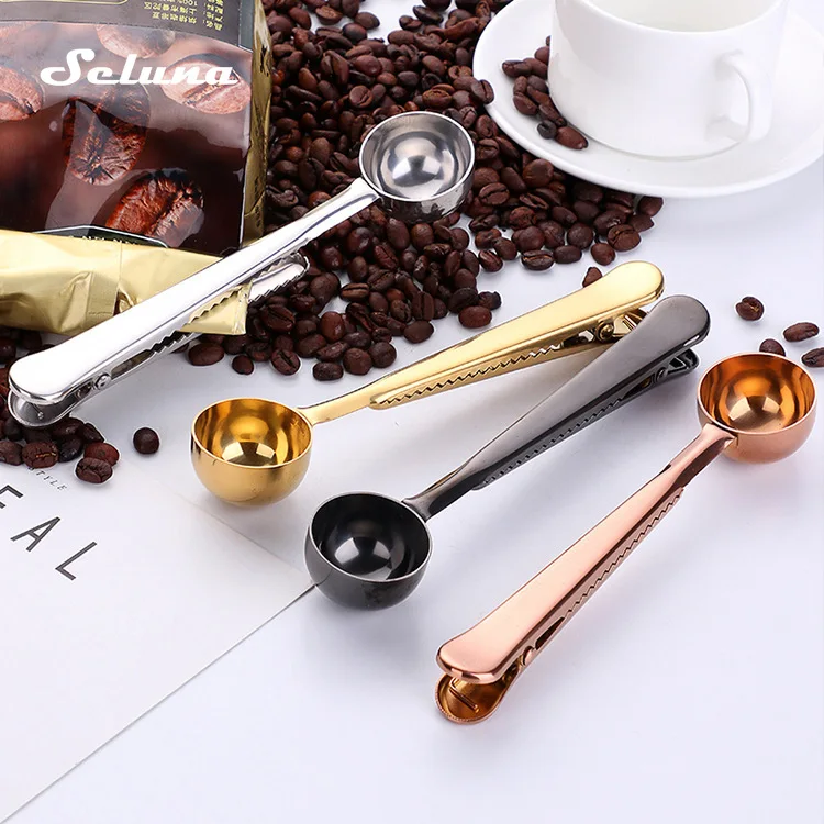 Multifunction Coffee Scoop and Clip Stainless Steel Tea Measuring Spoon Kitchen accessories Sealing | Дом и сад