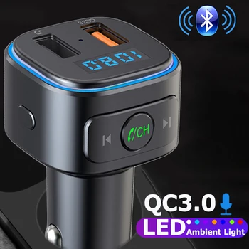 実用車のfm送信機耐久性のある多機能クラシックbluetoothハンズフリーMP3 プレーヤーQC3.0 + pd usb急速充電器