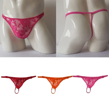 

3 Pieces Men’s Lace Low G-string Rise Brief Underwear T-Back & See Through