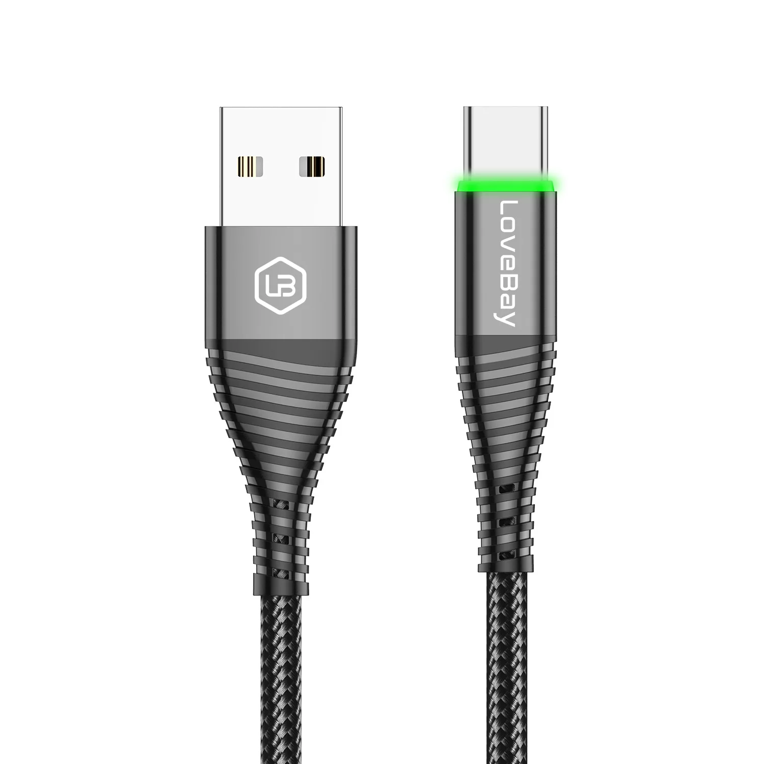 Lovebay type C 3A светодиодный светильник usb type C кабель USB быстрая зарядка QC 4,0 зарядное устройство type-c светильник ing кабель для мобильного телефона USB кабель - Цвет: Black